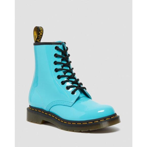 Dr. Martens 1460 Womens Patent Leather Lace Up Boots - 8 Turquoise - Picture 2 of 6